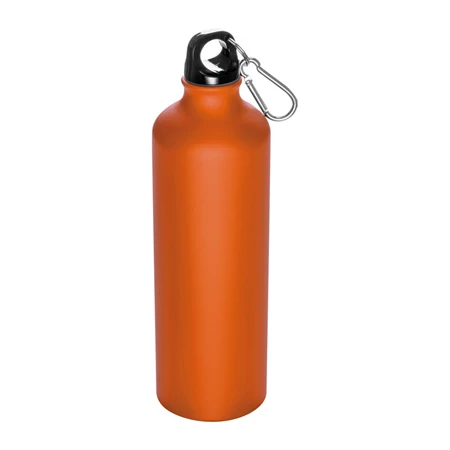 Fém palack, 800 ml-es, karabinerrel, alumínium BPA mentes, narancssárga 7,3 x 24,5 cm