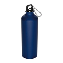 Fém palack, 800 ml-es, karabinerrel, alumínium BPA mentes, sötétkék 7,3 x 24,5 cm