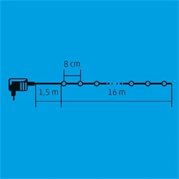 Fényfüzér 200 LED-es, beltéri, színes 12 m