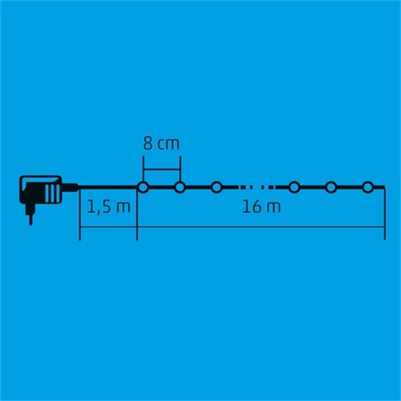 Fényfüzér 200 LED-es, beltéri, színes 12 m