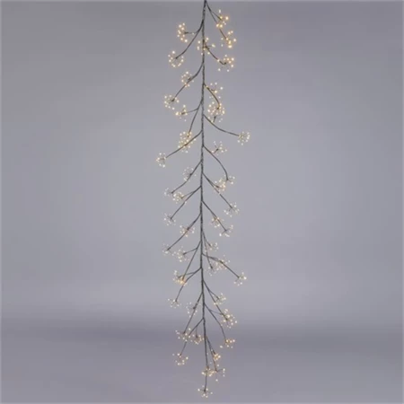 Fényfüzér ág, akasztós, 480 LED-es, IP44, melegfehér fém, műanyag 180 cm fekete