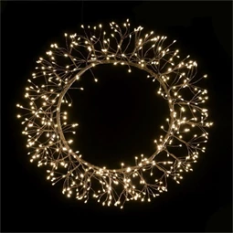 Fénykoszorú akasztós, 600 LED-es, IP44, melegfehér fém, műanyag 60x4x60 cm fekete