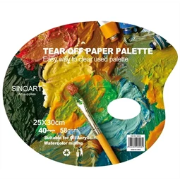 Festék paletta tömb SINOART tear-off papír 40lap ovális 25x30cm