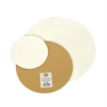 Feszített vászon kasírozott 20 cm kör, keret nélkül, 3 mm vastag préselt fa alapra kasírozott/ragasztott