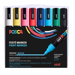 Filc UNI Posca PC-5M 8db/csomag fehér, sárga, rózsaszín, piros, kék, világoskék, zöld, fekete 1,8-2,5mm