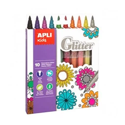 Filc készlet 10db-os APLI 3,8 mm, csillámos, APLI Kids Glitter, 10 különböző szín