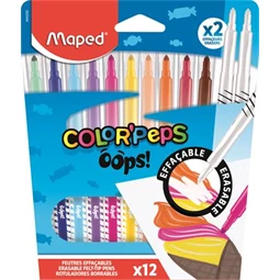 Filc készlet 10db-os MAPED Color`Peps Oops! 3,6 mm, 10db különböző szín+2db tintaeltávolító,törölhető
