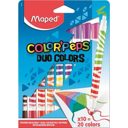 Filc készlet 10db-os MAPED Color Peps Duo 20 színű mosható, kétvégű 1-4,75mm hegy