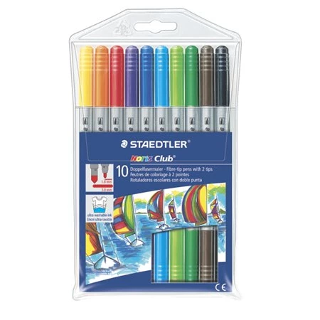 Filc készlet 10db-os STAEDTLER Noris Club 1-3 mm, kétvégű, kimosható