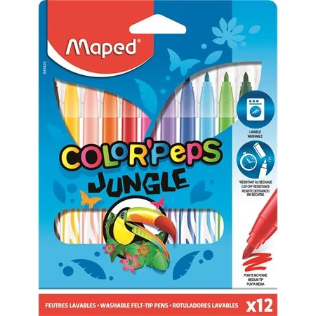 Filc készlet 12db-os MAPED Color Peps Jungle, 2,8 mm, kimosható