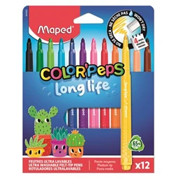 Filc készlet 12db-os MAPED Color Peps Long Life vonalvastagság: 3,7 mm, kimosható