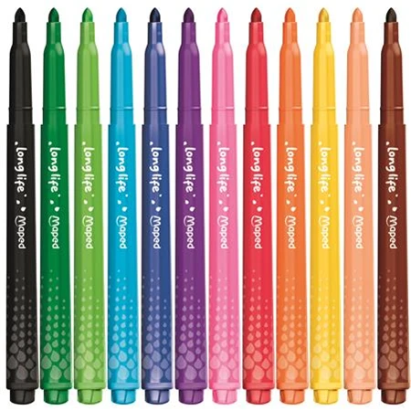 Filc készlet 12db-os MAPED Color Peps Long Life vonalvastagság: 3,7 mm, kimosható