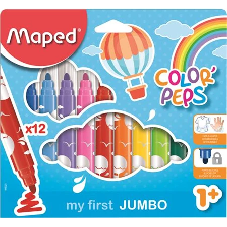 Filc készlet 12db-os MAPED Color Peps Maxi 1-5mm, henger alakú test, mosható