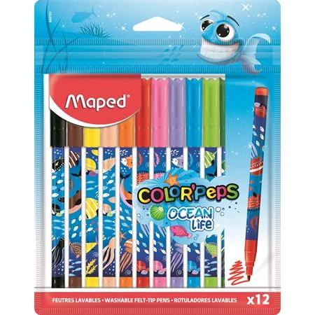 Filc készlet 12db-os MAPED Color Peps Ocean LIFE 2 mm, kimosható