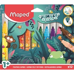 Filc készlet 12db-os MAPED Jungle Fever vastag, 5 mm, kimosható