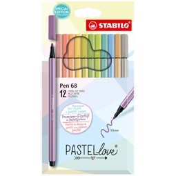 Filc készlet 12db-os STABILO Pen 68 Pastellove