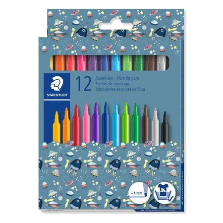 Filc készlet 12db-os STAEDTLER 1mm, kimosható, vegyes mintájú csomagolás, 325