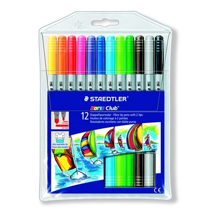 Filc készlet 12db-os STAEDTLER Noris Club 1-3 mm, kétvégű, kimosható