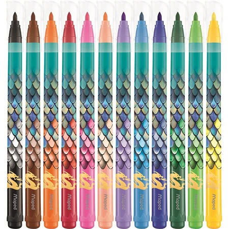 Filc készlet 12db-os MAPED Dragon sárkány 2,8 mm, kimosható