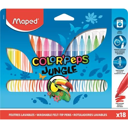 Filc készlet 18db-os MAPED Color Peps Jungle 2,8 mm, háromszög alakú, kimosható