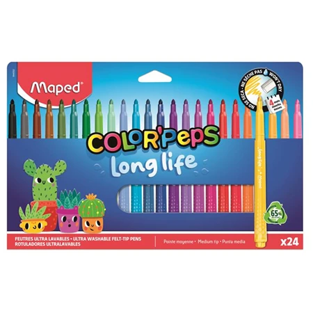 Filc készlet 24db-os MAPED Color Peps Long Life vonalvastagság: 3,7 mm, kimosható