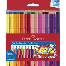Filc készlet 30db-os FABER-CASTELL Grip, Élelmiszerfesték alapú tintával, Ergonomikus háromszög alakú