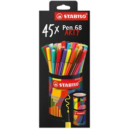 Filc készlet 45db-os STABILO Pen 68 ARTY hengeres fém dobozban, 1mm-es hegy