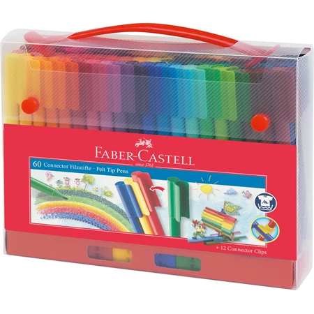 Filc készlet 60db-os FABER-CASTELL Connector műanyag tárolóban, Carrying case