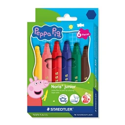 Filc készlet 6 db-os STAEDTLER „Noris® junior 329” 2,5 mm jumbo kimosható, Peppa malac minta, 6 szín