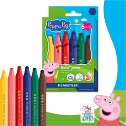 Filc készlet 6 db-os STAEDTLER „Noris® junior 329” 2,5 mm jumbo kimosható, Peppa malac minta, 6 szín