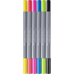 Filc készlet  6db-os GOLDFABER 0,4 tűfilc + ecset kétvégű akvarell filctoll, akvarell
