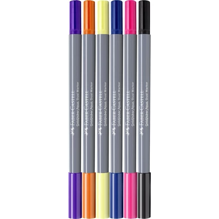 Filc készlet  6db-os GOLDFABER 0,4 tűfilc + ecset kétvégű akvarell filctoll, Fantázia