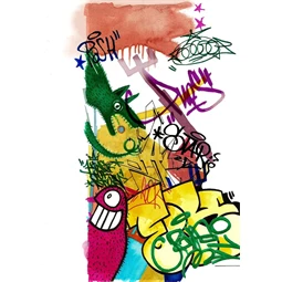 Filc készlet  6db-os GOLDFABER 0,4 tűfilc + ecset kétvégű akvarell filctoll, Graffiti