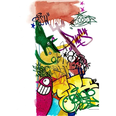 Filc készlet  6db-os GOLDFABER 0,4 tűfilc + ecset kétvégű akvarell filctoll, Graffiti