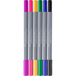 Filc készlet  6db-os GOLDFABER 0,4 tűfilc + ecset kétvégű akvarell filctoll, Graffiti