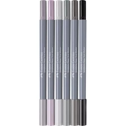 Filc készlet  6db-os GOLDFABER 0,4 tűfilc + ecset kétvégű akvarell filctoll, Szürke árnyalatai