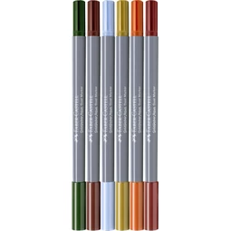 Filc készlet  6db-os GOLDFABER 0,4 tűfilc + ecset kétvégű akvarell filctoll, Toszkána
