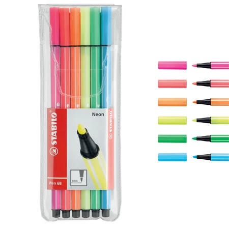 Filc készlet  6db-os STABILO Pen 68 1 mm 6806-1 neon színek
