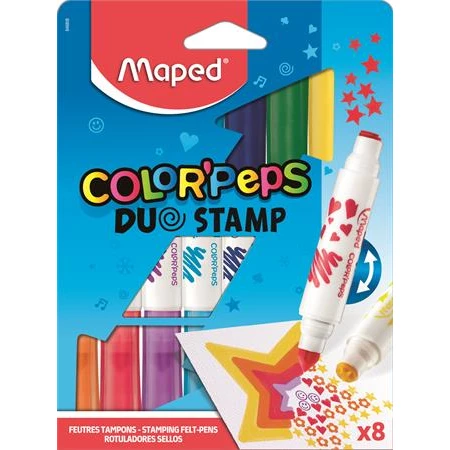 Filc készlet 8db-os MAPED Color Peps Duo Stamp 7,5 mm, filctoll-nyomda készlet - 8 különböző