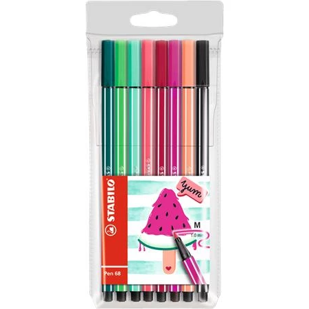 Filc készlet 8db-os STABILO Pen 68 Living Colors, Görögdinnye 1 mm