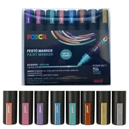 Filc készlet UNI Posca PC-5M metál színek 8db/csomag