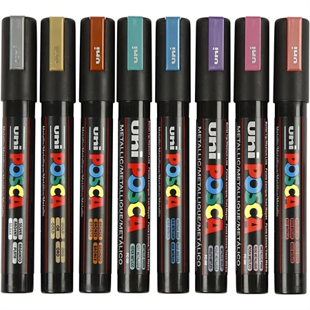 Filc készlet UNI Posca PC-5M metál színek 8db/csomag
