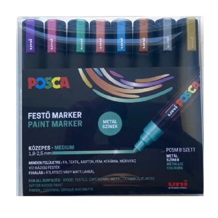 Filc készlet UNI Posca PC-5M Metál színek 8db/csomag