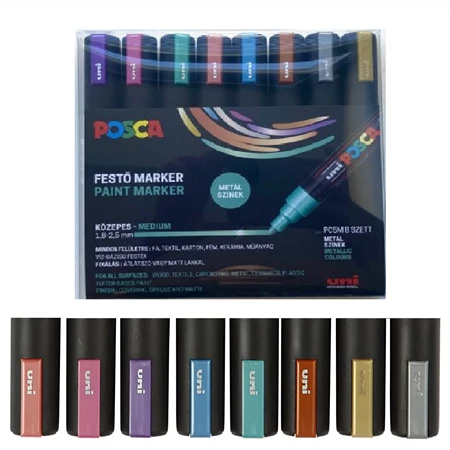 Filc készlet UNI Posca PC-5M metál színek 8db/csomag
