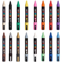 Filc készlet UNI Posca PC-5M 16db/csomag kúpos hegyű, 1,8-2,5 mm vastag filc