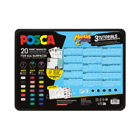 Filc készlet UNI Posca vegyes, MANGA 20db/csomag PC-1M 6db, PC-3M 7db, PC-5M 7db szin