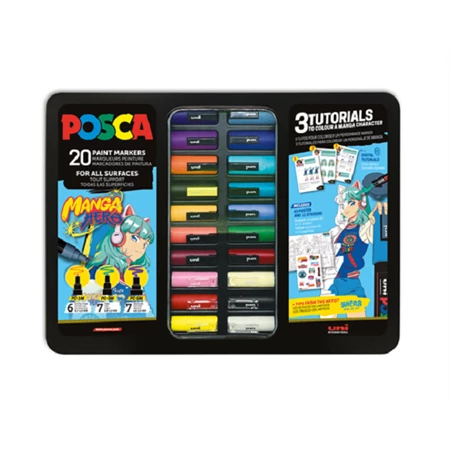 Filc készlet UNI Posca vegyes, MANGA 20db/csomag PC-1M 6db, PC-3M 7db, PC-5M 7db szin