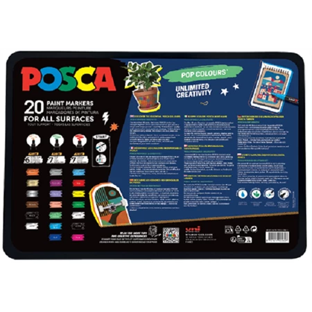 Filc készlet UNI Posca vegyes, POP 20db/csomag PC-1M 6db, PC-3M 7db, PC-5M 7db szin