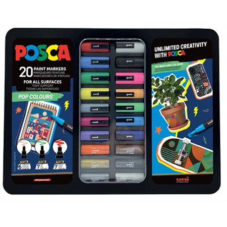 Filc készlet UNI Posca vegyes, POP 20db/csomag PC-1M 6db, PC-3M 7db, PC-5M 7db szin