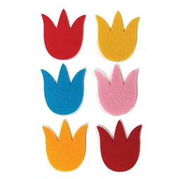 Filcfigura tulipán 6db/csomag Tulipán, kb.: 6 cm, vegyes színek